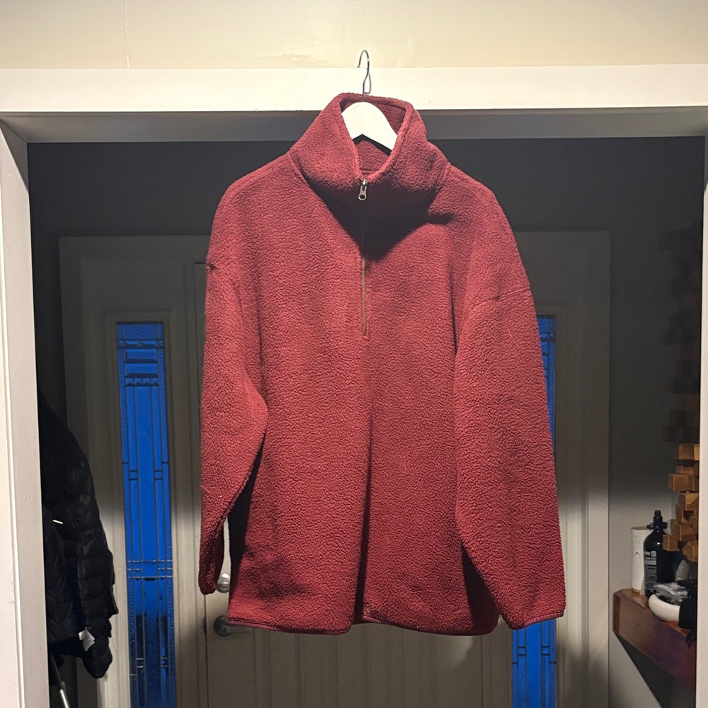 Free People Burgundy Teddy Jacket